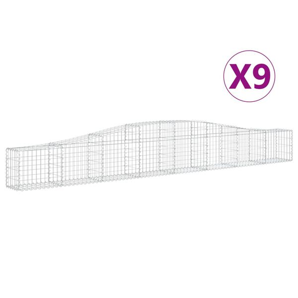 vidaXL Arched Gabion Baskets 9 pcs 400x30x40/60 cm Galvanised Iron