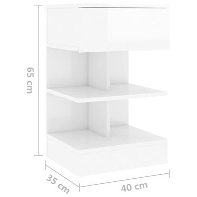 vidaXL Bedside Cabinets 2 pcs High Gloss White 40x35x65 cm