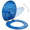 vidaXL WC Toilet Seat with Soft Close Lid MDF Blue Water Drop Design