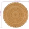 vidaXL Braided Area Rug with Wave Edge 180 cm Jute Round