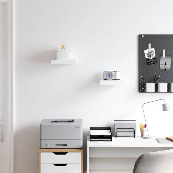 vidaXL Floating Wall Shelves 2 pcs White 23x23.5x3.8 cm MDF