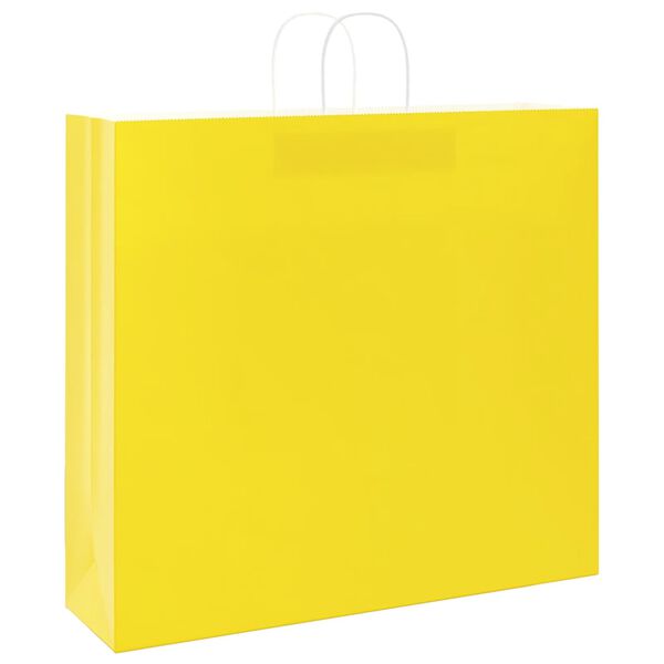 vidaXL Paper Bags 250 pcs with Handles Yellow 54x15x49 cm