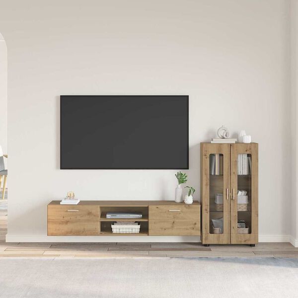 vidaXL TV Cabinet Set with Drawer FLORIN Artisan Oak Engineered Wood
