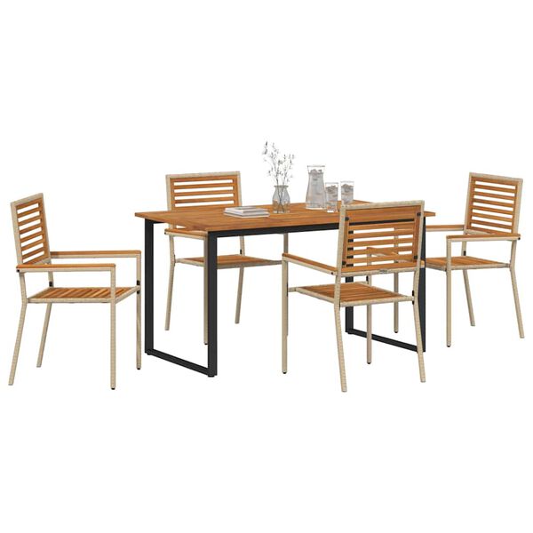vidaXL Garden Dining Set 5 pcs Beige Solid Acacia Wood