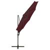 vidaXL Cantilever Garden Parasol with Pole and LED Lights Bordeaux Red 300 cm