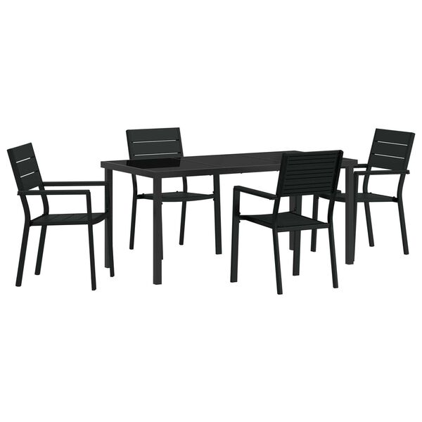 vidaXL Garden Dining Set 5 pcs Black Powder-Coated Steel