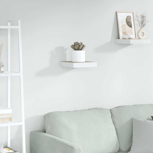 vidaXL Floating Wall Shelf Oak and White 23x23.5x3.8 cm MDF