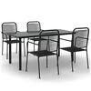 vidaXL 5 Piece Garden Dining Set Black Cotton Rope and Steel