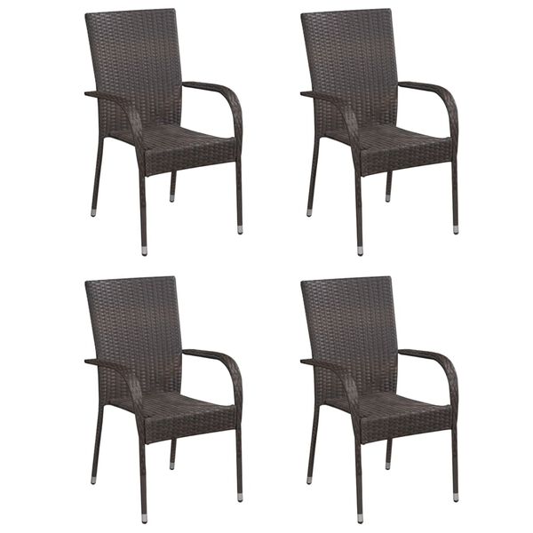 vidaXL 5 Piece Garden Dining Set Poly Rattan Brown