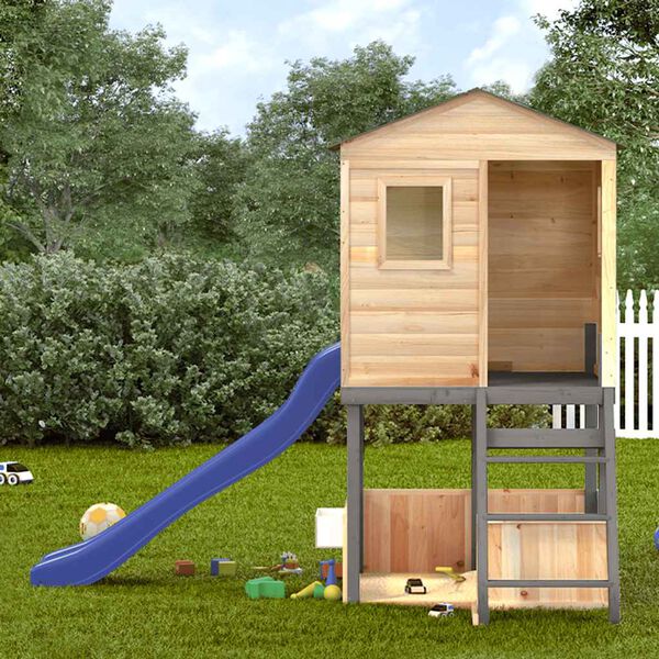 vidaXL Outdoor Playset Dark Grey Solid Wood Fir