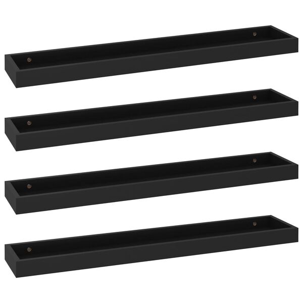 vidaXL Loggia Wall Shelves 4 pcs Black 80x15x4 cm MDF
