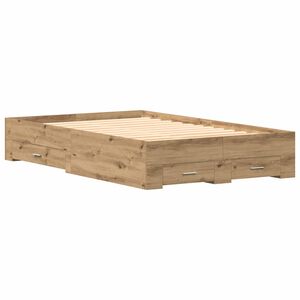vidaXL Bed Frame with Drawer Artisan Oak 120 x 190 cm Engineered Wood