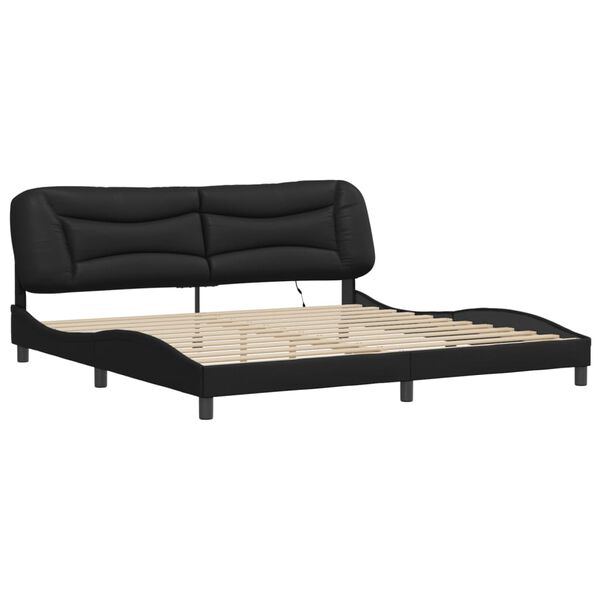 vidaXL Bed Frame with LED without Mattress "Hvar" Black 200x200 cm