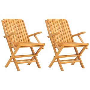 vidaXL Folding Chairs 2 pcs 61x67x90 cm Solid Wood Teak