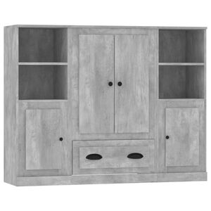 vidaXL Highboards 3 pcs Concrete Grey Engineered Wood
