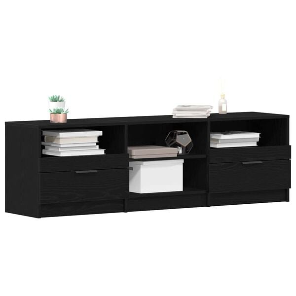 vidaXL TV Cabinet Black Oak 150 x 33.5 x 45 cm Engineered Wood
