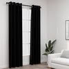 vidaXL Linen-Look Blackout Curtains with Grommets 2pcs Black 140x245cm