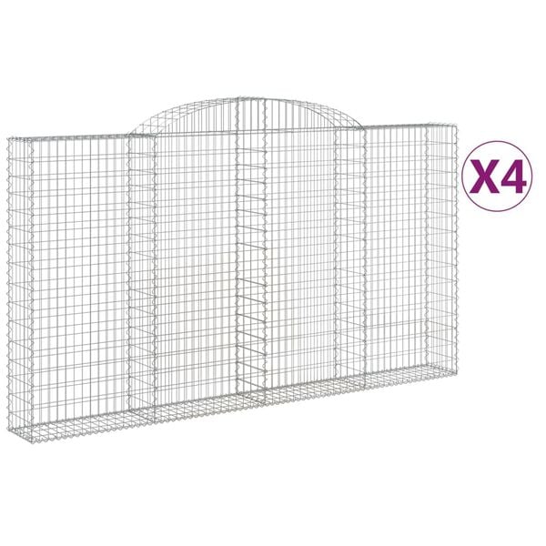 vidaXL Arched Gabion Baskets 4 pcs 300x30x160/180 cm Galvanised Iron