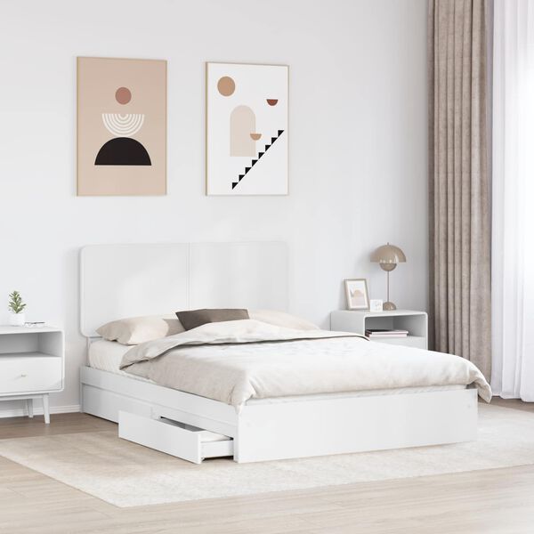 vidaXL Storage Bed with Headboard White 140 x 200 cm Engineered Wood
