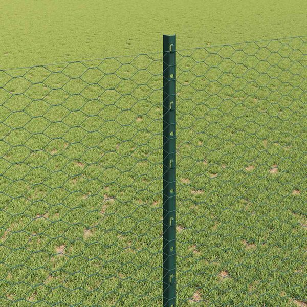 vidaXL Fence with Post Green 1.5 x 10 m Steel and PVC