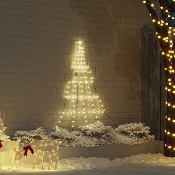 vidaXL LED Christmas Tree with Ground Spikes Warm White 180 cm Metal
