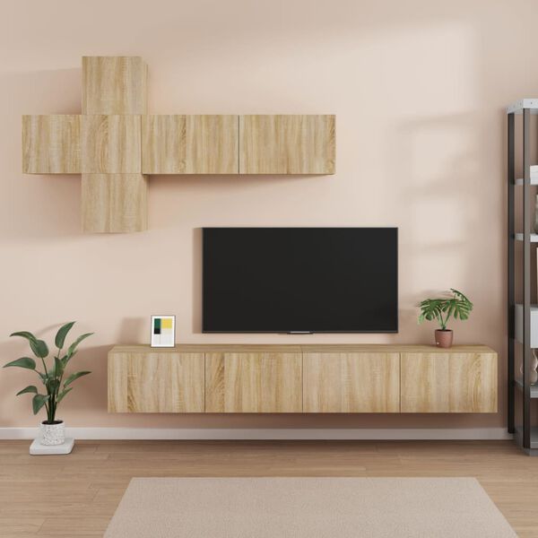 vidaXL 7 Piece TV Cabinet Set Sonoma Oak Engineered Wood