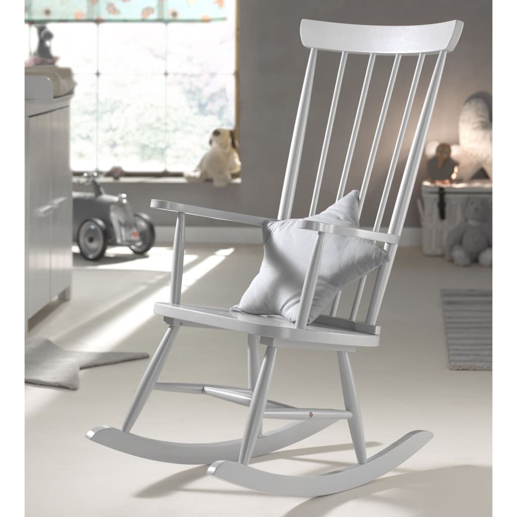Grey wooden rocking chair sales