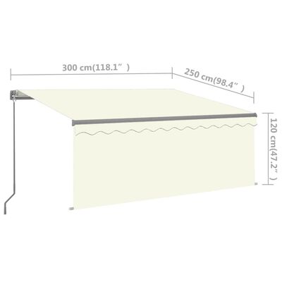 vidaXL Manual Retractable Awning with Blind 3x2.5m Cream
