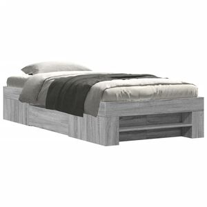 vidaXL Bed Frame without Mattress Grey Sonoma 100x200 cm Engineered Wood