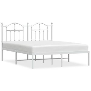 vidaXL Metal Bed Frame without Mattress with Headboard White 140x200cm