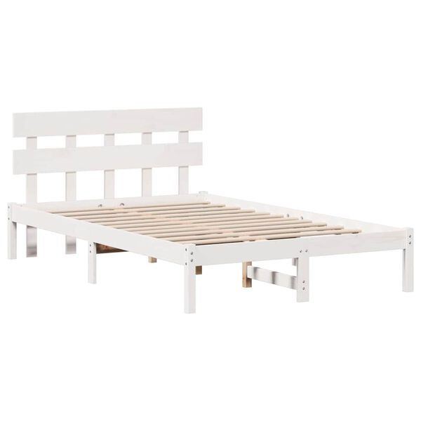 vidaXL Bed Frame with Headboard White 140 x 190 cm Solid Pine wood