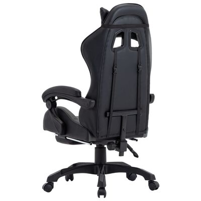 vidaXL Racing Chair with Footrest Grey and Black Faux Leather