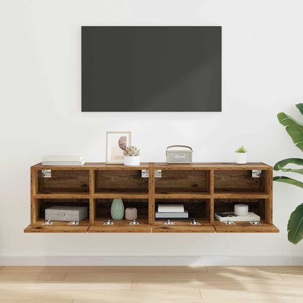 vidaXL TV Wall Cabinets 2 pcs Old Wood 60 x 30 x 30 cm Engineered Wood