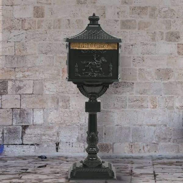 vidaXL Pedestal Letterbox Aluminium Vintage Style Rustproof Green