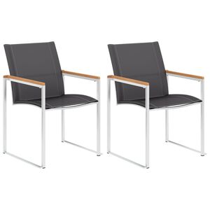 vidaXL Garden Chairs 2 pcs Textilene and Stainless Steel Grey