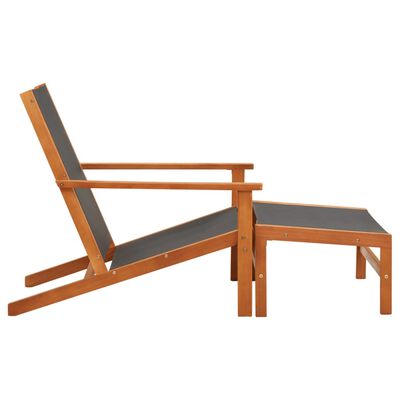 vidaXL Garden Chair with Footrest Solid Eucalyptus Wood and Textilene