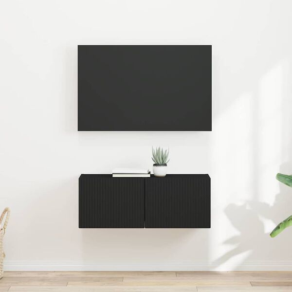 vidaXL TV Wall Cabinet 2 pcs Black 39 x 31 x 29.5 cm Engineered Wood