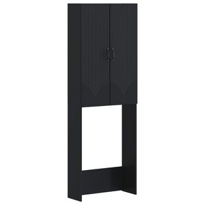 vidaXL Toilet Cabinet HOORN Black 66 x 25.5 x 190 cm Engineered Wood
