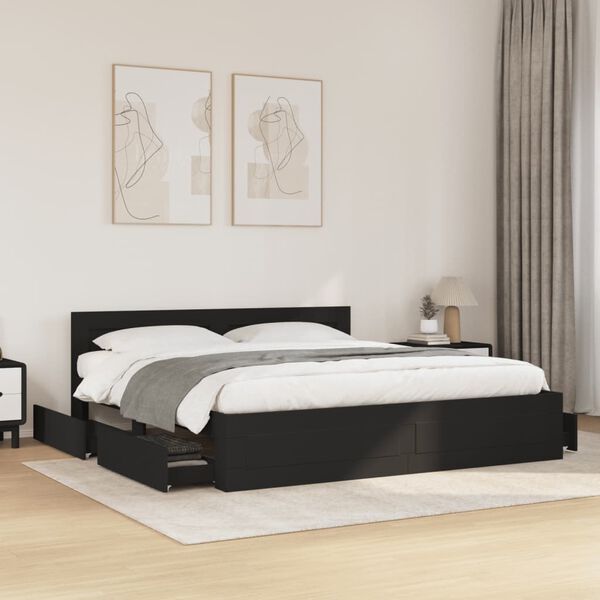 vidaXL Bed Frame with Headboard without Mattress Black 200x200 cm