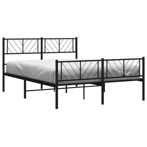 vidaXL Metal Bed Frame without Mattress with Footboard Black 120x200cm