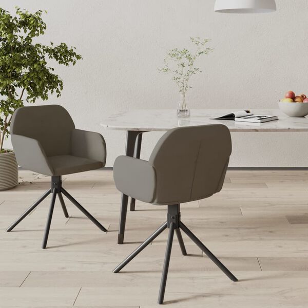vidaXL Swivel Dining Chairs 2 pcs Dark Grey Velvet