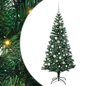 vidaXL Artificial Pre-lit Christmas Tree Green 150 cm PVC and Metal