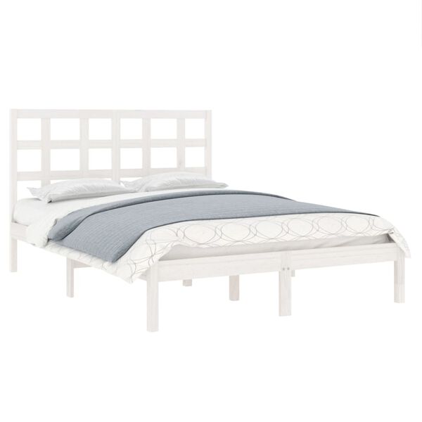 vidaXL Bed Frame without Mattress White 135x190 cm Double Solid Wood