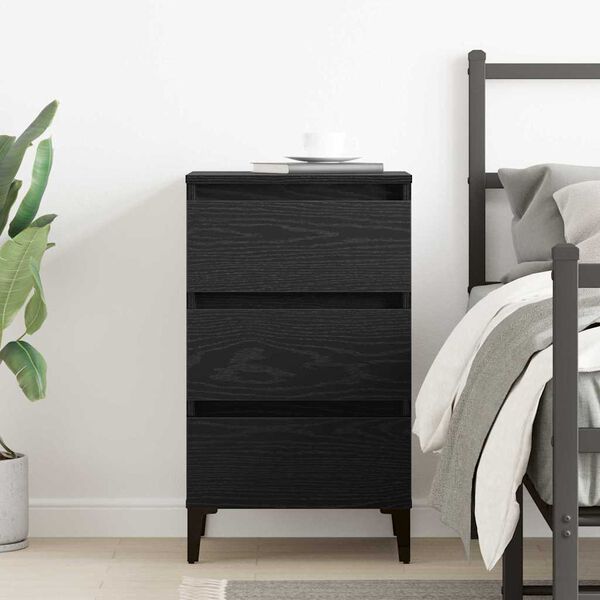 vidaXL Bedside Cabinet Black Oak 40 x 35 x 69 cm Engineered Wood