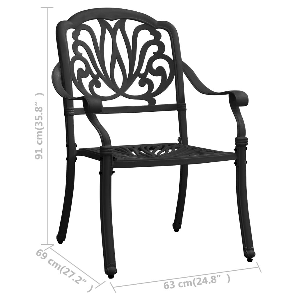 Black aluminum patio chairs deals