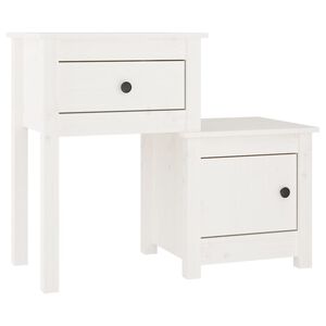 vidaXL Bedside Cabinet White 79.5x38x65.5 cm Solid Wood Pine