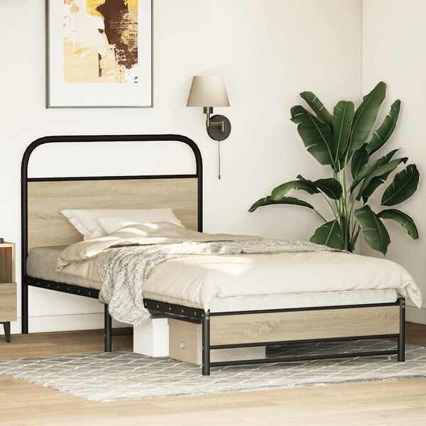 vidaXL Bed Frame without Mattress 100x200 cm Sonoma Oak Engineered Wood