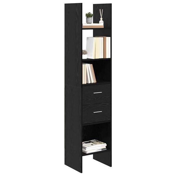 vidaXL Book Cabinet Black oak 40 x 35 x 180 cm Engineered wood