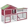 vidaXL Rabbit Hutch Red 185,5x60,5x109,5 cm Solid Wood Pine