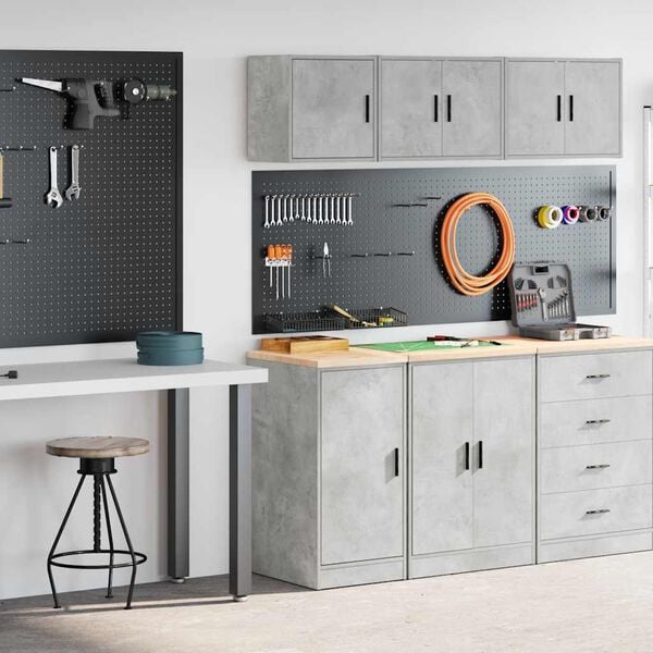 vidaXL Garage Cabinets 2 pcs Concrete Grey Engineered Wood